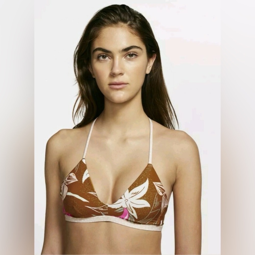 Floral Brown Bikini Top